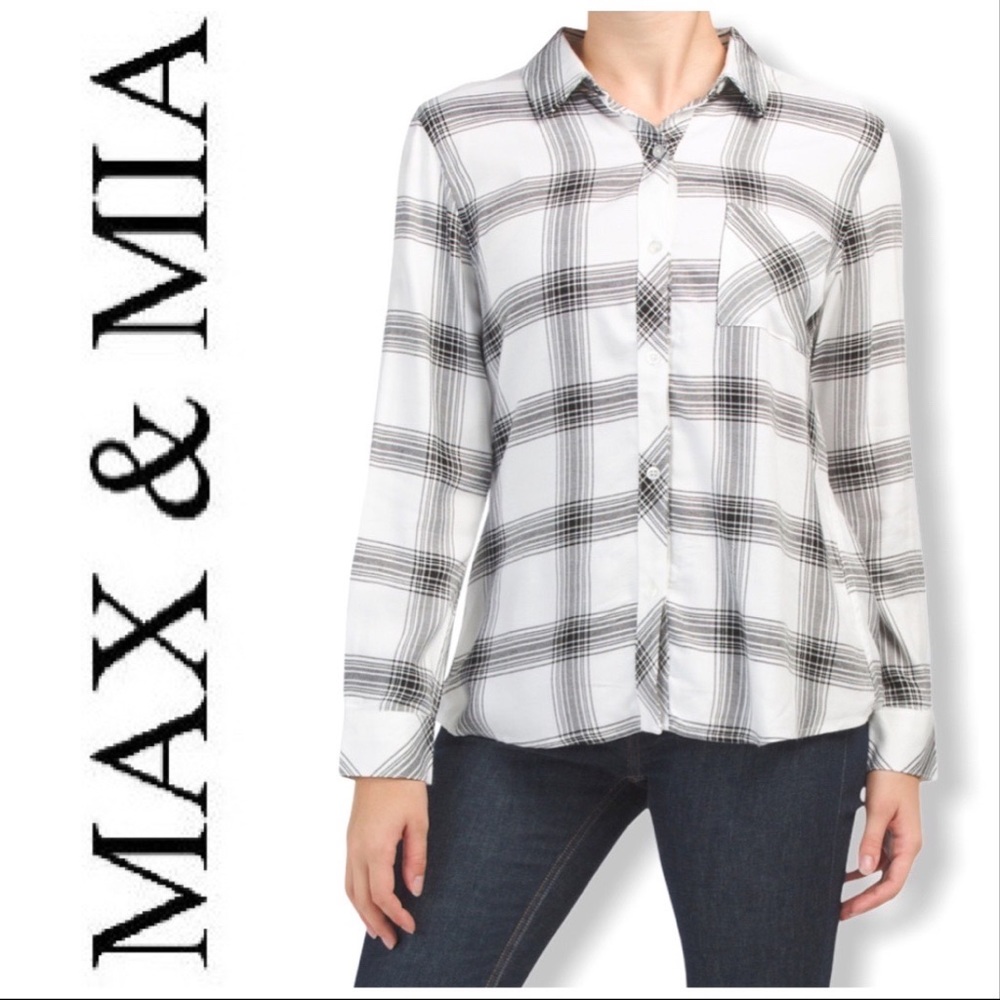 MAX & MIA MATTY M Plaid Button Down Shirt Medium